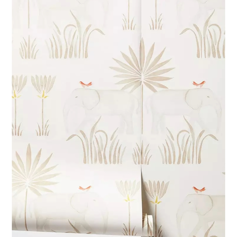 Serena & Lily Cream and Tan Elephant Wallpaper
